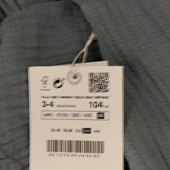 ZARA Kids | Gray-Blue | CONTRAST BUTTON TEXTURED OVERALLS - Picture 6 of 7